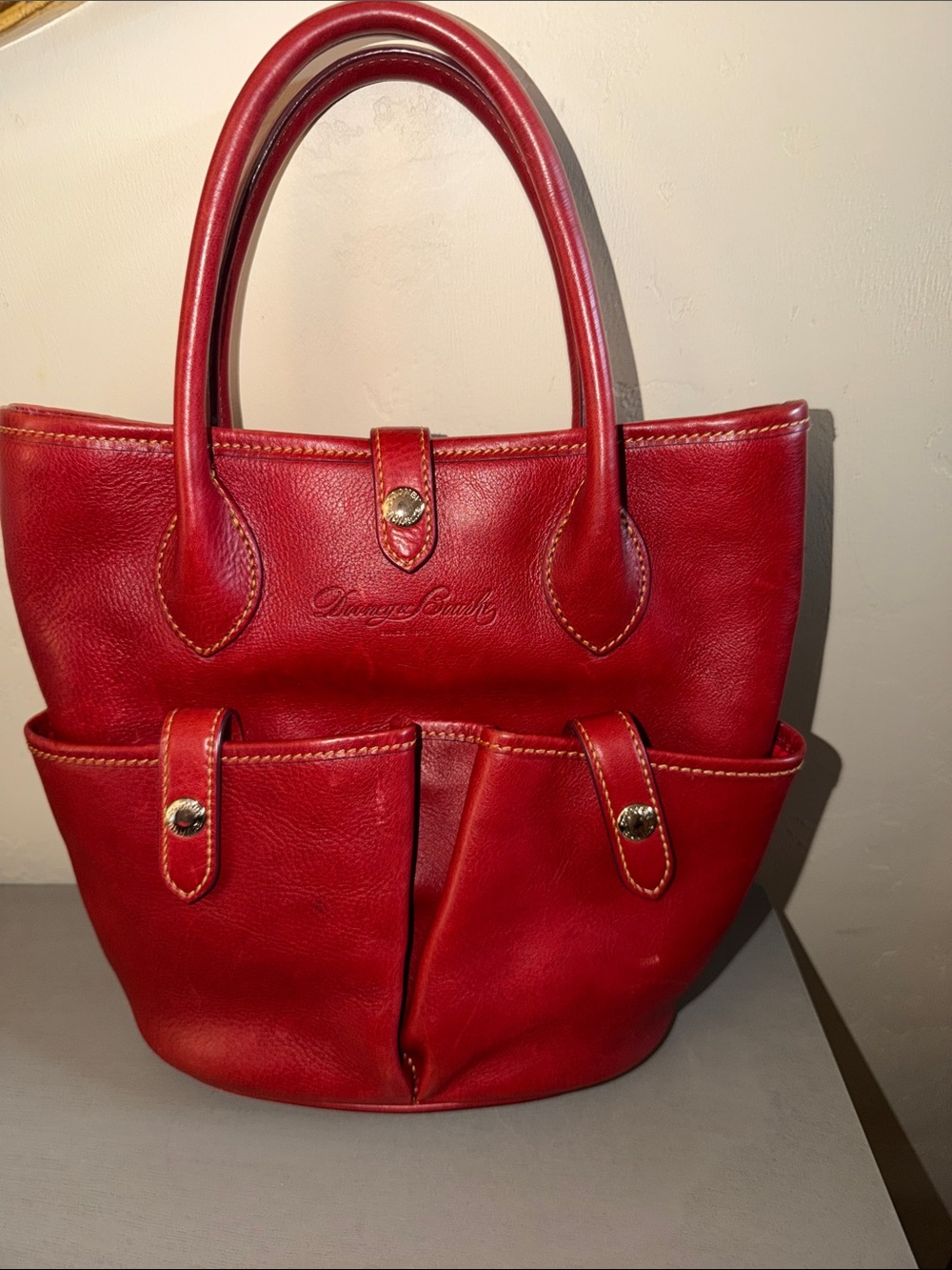Dooney & Bourke Red Leather Pocket Tote